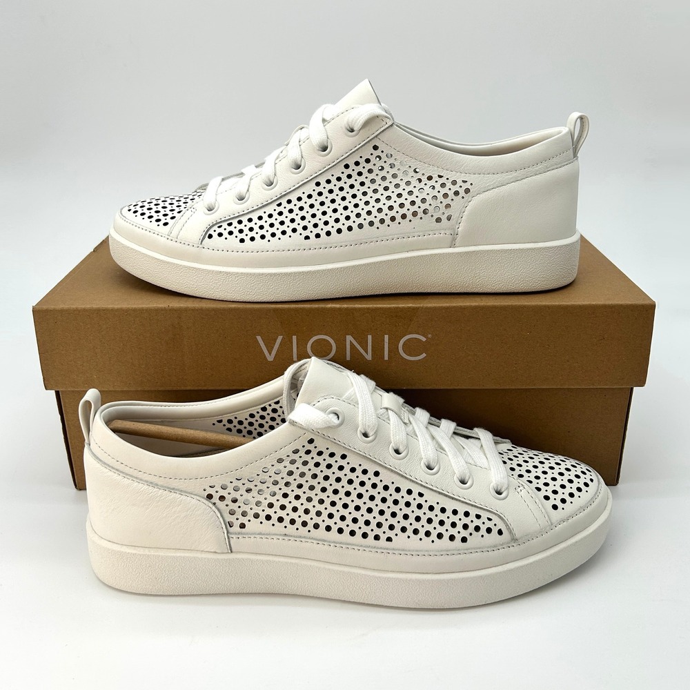 Vionic Winny Perf Size 10 Womens Sneakers Perforated White Leather Cushioned NEW
